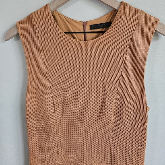 The Row Warm Marigold Textured Back Peplum Midi Office Dress - Picture 4 of 16